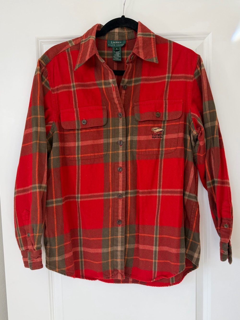 Ralph Lauren Red and Brown Plaid Button-Down Shirt